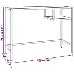 vidaXL Bureau d'ordinateur Blanc et doré 100x36x74 cm Verre pas cher