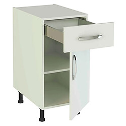 Pegane Meuble armoire de cuisine 2 porte + 1 tiroir coloris blanc - Hauteur 85 x Longueur 40 x profondeur 58 cm