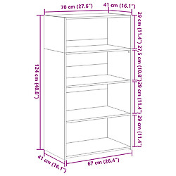 vidaXL Buffet haut blanc 70x41x124 cm bois d'ingénierie pas cher