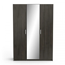 Dansmamaison Armoire 3 portes avec miroir Chêne brun - EDWARD