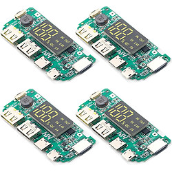 SANAG Lot De 4 Cartes D'Alimentation 18650 - Double Usb - 5 V - 2,4 A - Module Mobile 18650 - Avec Surcharge, Surcharge, Court-Circuit, Carte Usb Diy