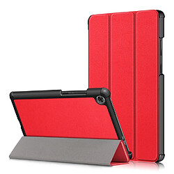 Etui en PU peau de litch avec support tri-pliure rouge pour votre Lenovo Tab M8 TB-8505