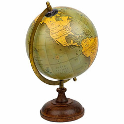 Globe terrestre Alexandra House Living Marron Papier Fer Plastique Bois de manguier 20 x 25 x 20 cm pas cher