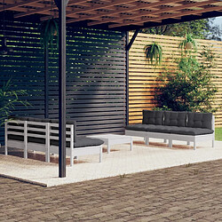 vidaXL Salon de jardin 7 pcs avec coussins anthracite bois de pin