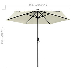 vidaXL Parasol de jardin et lumières LED mât en aluminium blanc sable pas cher