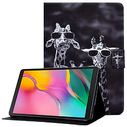 Etui en PU anti-chute avec support et porte-carte pour votre Samsung Galaxy Tab A 10.1 (2019) T510/T515 - Trois girafes