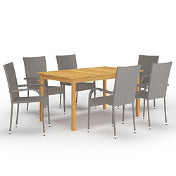 Salle à manger de jardin 7 pcs,Table et chaise à dîner Gris -MN78806