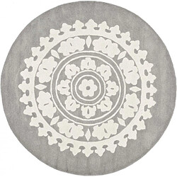 ICONIK INTERIOR Tapis de laine Rond Gris clair