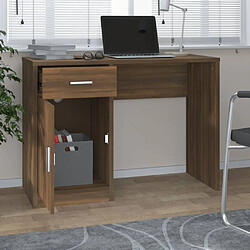 Avis Maison Chic Bureau solide,Table de travail,Bureau d'ordinateur avec tiroir et armoire Chêne marron 100x40x73 cm -GKD71260