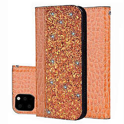 Wewoo Coque Etui à rabat en cuir paillettée et fentes pour cartes iPhone 11 Orange