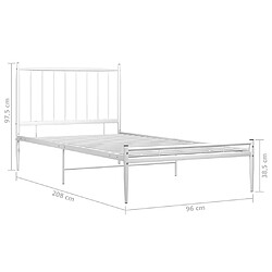 vidaXL Cadre de lit sans matelas blanc métal 90x200 cm pas cher