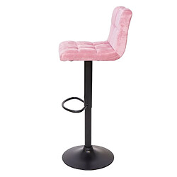 Mendler 2x Tabouret de bar HWC-G87, chaise bar/comptoir, réglable en hauteur ~ velours rose, pied noir