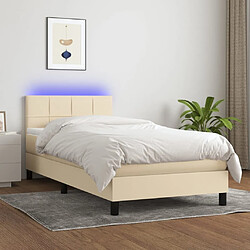 Sommier à lattes LED,Cadre à lattes de lit avec matelas pour Adulte Crème 90x200 cm Tissu -MN61503