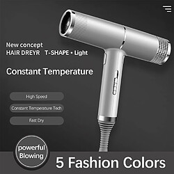 Avis Universal Sèche-cheveux à sec puissant en T 1200W Thermostat à sec rapide 3 boutons de soufflage avec flocons de neige indépendants(Argent)