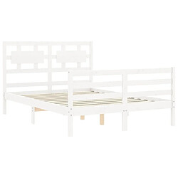 Maison Chic Cadre/structure de lit avec tête de lit pour adulte - Lit Moderne Chambre blanc petit double bois massif -MN55424 pas cher