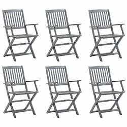 Maison Chic Lot de 6 Chaises pliables d'extérieur| chaises Relax de jardin Bois d'acacia solide -GKD27089