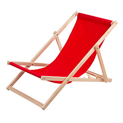 Chaise longue Wood Ok confortable en bois rouge, idéale pour la plage, le balcon, la terrasse