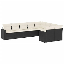 Maison Chic Ensemble Tables et chaises d'extérieur 9 pcs avec coussins,Salon de jardin noir résine tressée -GKD676951