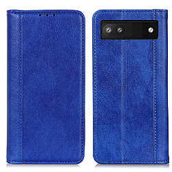 Etui en PU texture litchi, auto-absorption magnétique avec support, bleu pour votre Google Pixel 6a