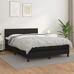 Maison Chic Lit Adulte - Lit simple Lit à sommier tapissier avec matelas moelleux - Meuble de Chambre - Noir 140x190 cm Similicuir -MN42573