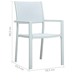 vidaXL Chaises de jardin lot de 4 Blanc Plastique Aspect de rotin pas cher