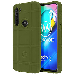 Avizar Coque Motorola Moto G8 Power Motif Carreaux Relief Renforcé Anti-trace Vert kaki