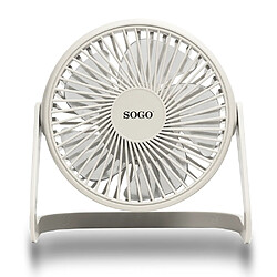 Sogo Ventilateur de table silencieux USB 2W Portable 180º 5 pales Câble USB 12cm Blanc