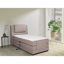 Vente-Unique Ensemble complet boxspring tête de lit + sommiers relaxation électrique + matelas + surmatelas - 100 x 200 cm - Tissu - Beige - CASTEL II de PALACIO