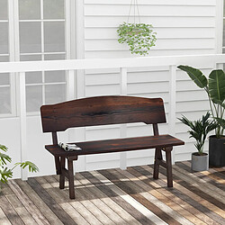 Helloshop26 Banc de jardin en bois d'épicéa 2 places dossier incliné charge 325 kg banquette d'extérieur carbonisé 120 x 51 x 78 cm marron 20_0007801