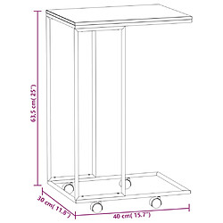 vidaXL Table d'appoint avec roues Blanc 40x30x63,5cm Bois d'ingénierie pas cher