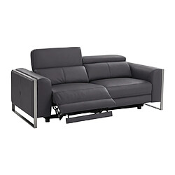 Vente-Unique Canapé 3 places relax électrique en cuir gris anthracite DAVOLI pas cher