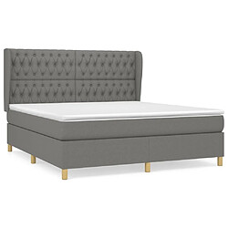 Maison Chic Lit Adulte - Lit simple Lit à sommier tapissier avec matelas moelleux - Meuble de Chambre - Gris foncé 180x200cm Tissu -MN91159