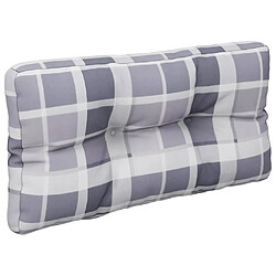 Acheter vidaXL Coussins de palette lot de 2 motif à carreaux gris tissu