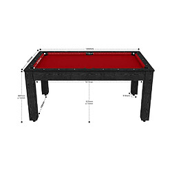 Avis De Faugeres Billard convertible table 6 personnes Texas noir boisé et rouge (tapis)