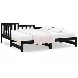 vidaXL Lit coulissant sans matelas noir 2x(90x190) cm