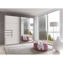 Pegane Armoire, meuble de rangement coloris blanc - Longueur 225 x Hauteur 208 x Profondeur 64 cm