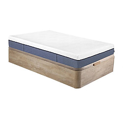 Vente-Unique Ensemble 90 x 190 cm sommier coffre naturel clair + matelas ressorts ensachés 7 zones et mémoire de forme ép.24cm - KASUI de YSMÉE