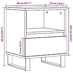 vidaXL Table de chevet chêne artisanal 40x35x50 cm bois d’ingénierie pas cher