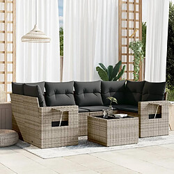 Maison Chic Salon de jardin avec coussins 7 pcs | Ensemble de Table et chaises | Mobilier d'Extérieur gris résine tressée -GKD11442