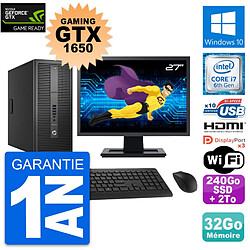 PC Tour HP 800 G2 Ecran 27" Gaming GTX 1650 i7-6700 RAM 32Go 240Go SSD + 2To W10 - Occasion