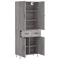 Avis vidaXL Buffet haut Sonoma gris 69,5x34x180 cm Bois d'ingénierie