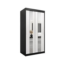 Abiks Meble Armoire Pole à portes coulissantes 200/100/62 2 portes (noir/blanc)