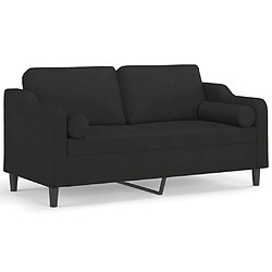 vidaXL Canapé 2 places avec oreillers décoratifs noir 140 cm tissu