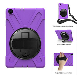 Coque en TPU + Silicone avec béquille combinée pivotante à 360 ° et sangle violet pour votre Samsung Galaxy Tab A 10.1 (2019) SM-T515