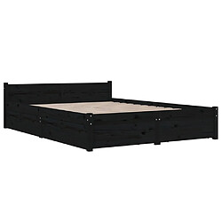 Avis vidaXL Cadre de lit sans matelas avec tiroirs noir 140x190 cm