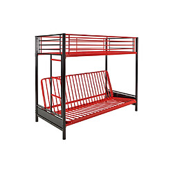 Avis Vente-Unique Lit mezzanine 90 x 190 cm - Avec banquette convertible - Métal - Noir et rouge - MODULO V