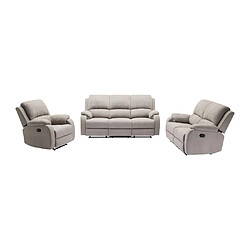 Acheter Vente-Unique Canapé 3 places, 2 places et fauteuil relax en microfibre gris clair BRODY