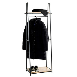 Acheter Pegane Porte-manteau en bois coloris chêne et métal noir - longueur 68 x profondeur 40 x hauteur 166 cm