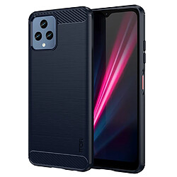 Coque en TPU MOFI surface brossée, texture en fibre de carbone pour votre T-Mobile REVVL 6 5G - bleu