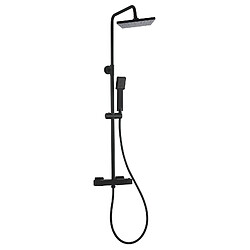 K20 Colonne de Douche K2O Chillout Sea 83-119cm Design Carré Noir Mat - Robinet Mitigeur Thermostatique, Hauteur Réglable, Douchette à Main